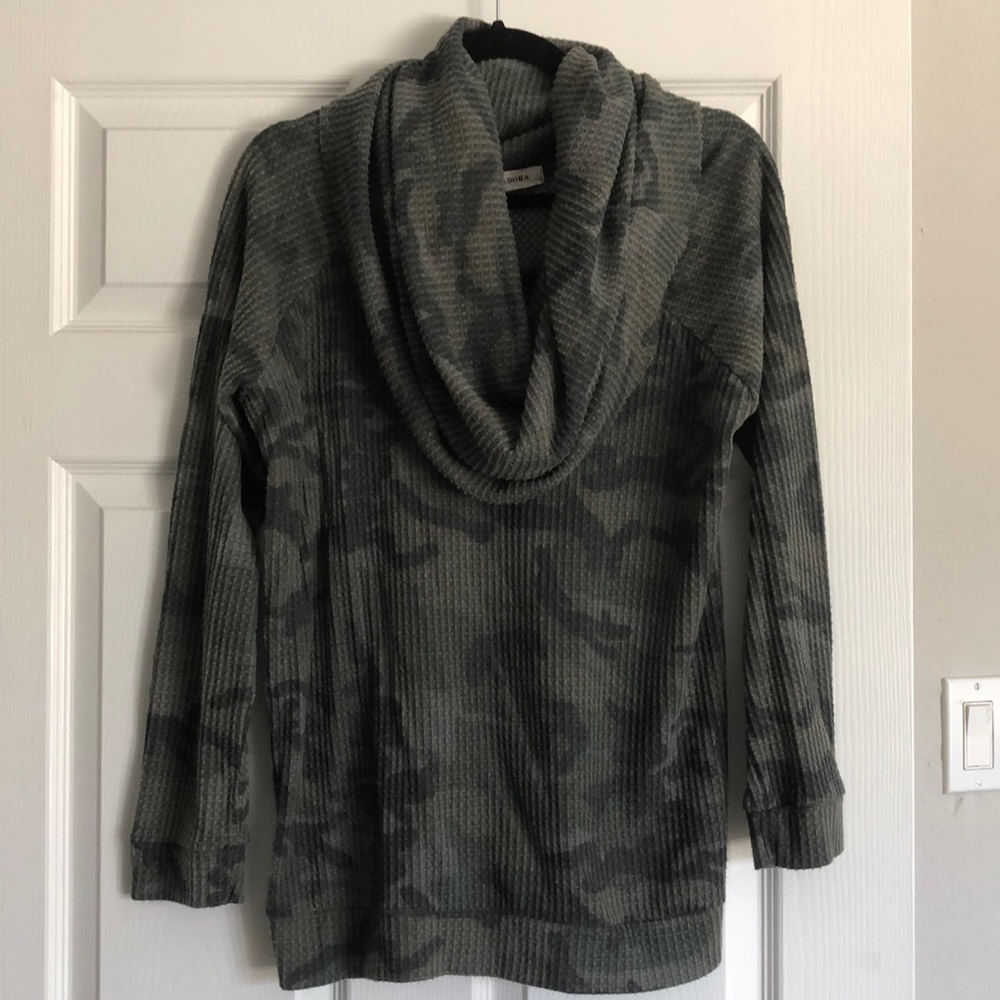 Camo cowl neck sweater